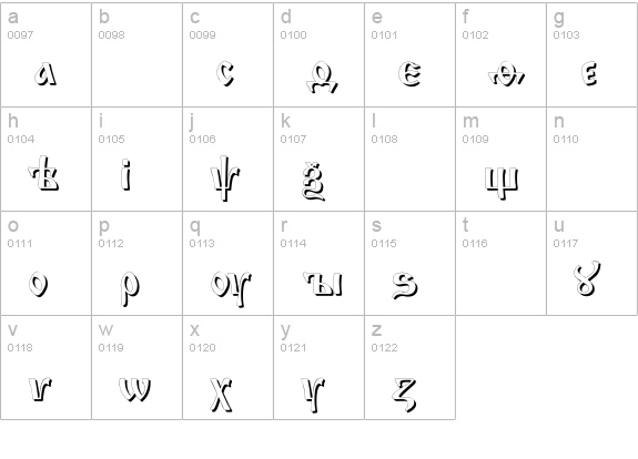 PT IzhitsaShadow Cyrillic lowercase a-z preview