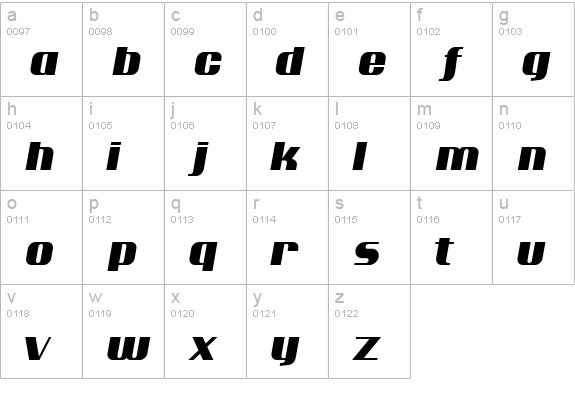 Ptarmigan Italic lowercase a-z preview