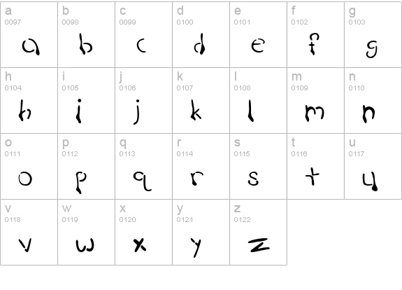 Puddle Oozing lowercase a-z preview