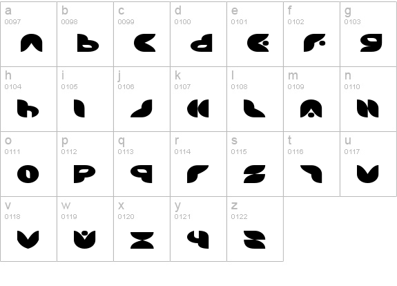 Puff Angel Expanded lowercase a-z preview