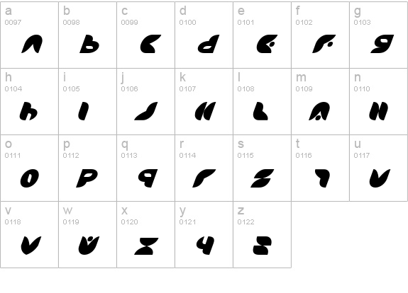 Puff Angel Italic lowercase a-z preview