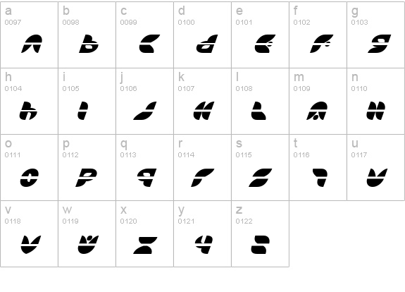 Puff Angel Laser Italic lowercase a-z preview