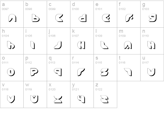 Puff Angel Shadow lowercase a-z preview