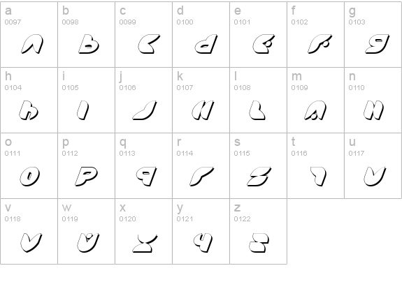 Puff Angel Shadow Italic lowercase a-z preview