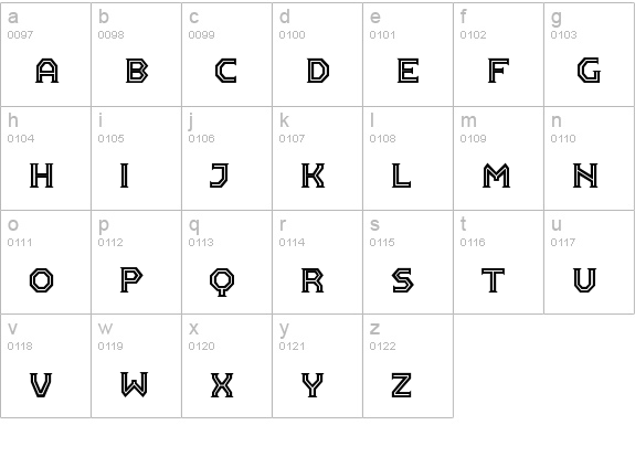 Pullman-Inline lowercase a-z preview