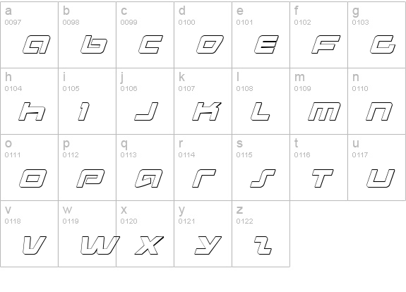 Pulse Rifle 3D Italic lowercase a-z preview