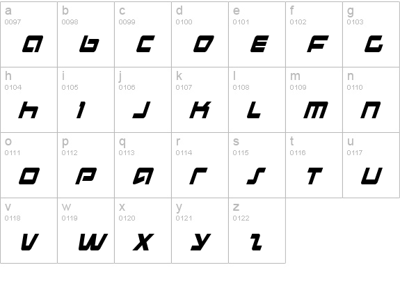 Pulse Rifle Condensed Italic lowercase a-z preview