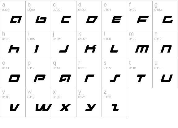 Pulse Rifle Italic lowercase a-z preview