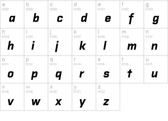 Purista Bold Italic lowercase a-z preview