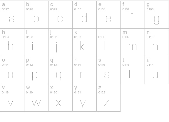Purista Thin lowercase a-z preview