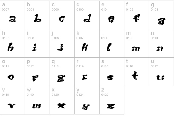 Purple Tentacle PD lowercase a-z preview