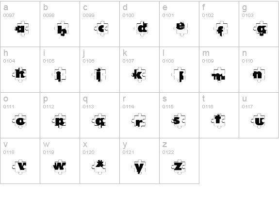 Puzzle Pieces lowercase a-z preview