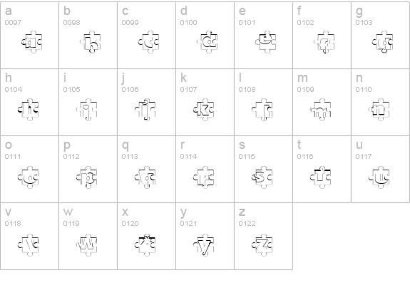 Puzzle Pieces Outline lowercase a-z preview