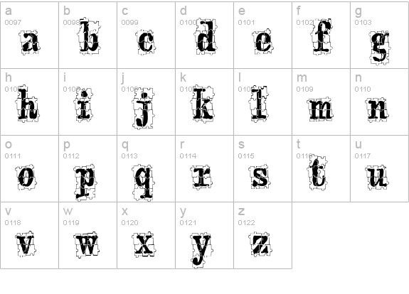 puzzleface lowercase a-z preview