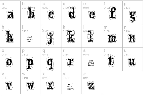 puzzleface (eval) lowercase a-z preview