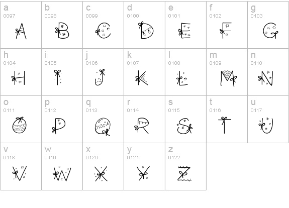 PWChristmasfont lowercase a-z preview