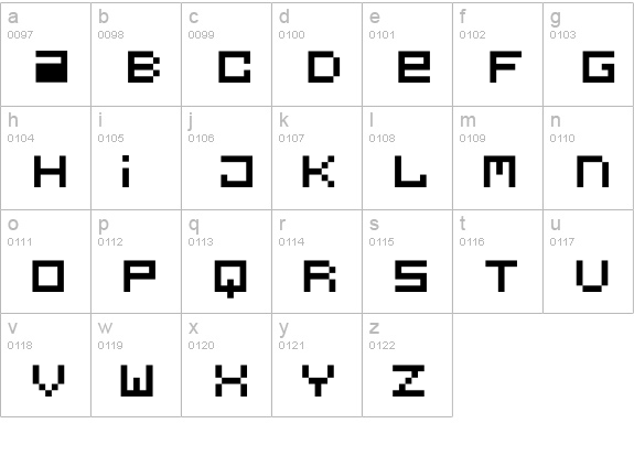 Pxl-Regular lowercase a-z preview