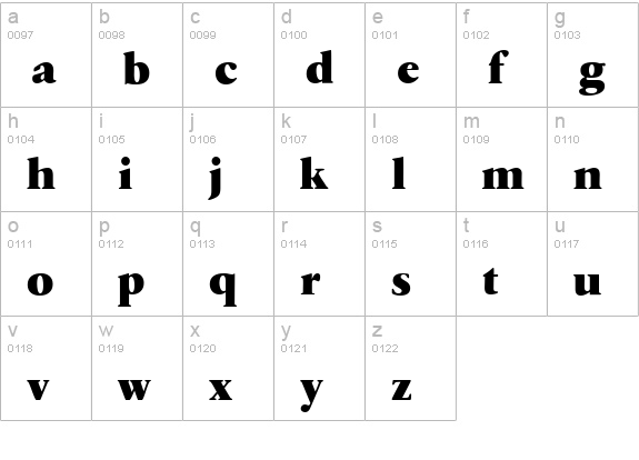 Q650-Roman-Xbold-Regular lowercase a-z preview