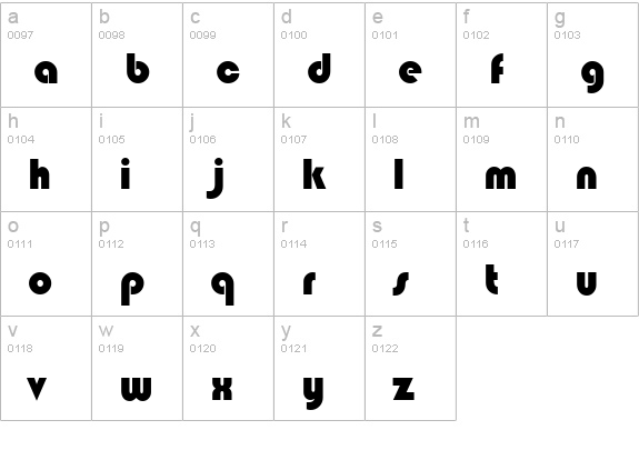 QTBlimpo Regular lowercase a-z preview