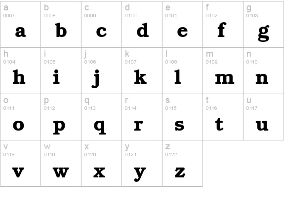 QTBookmann Bold lowercase a-z preview