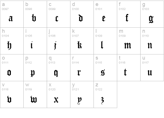 QTCloisteredMonk Regular lowercase a-z preview