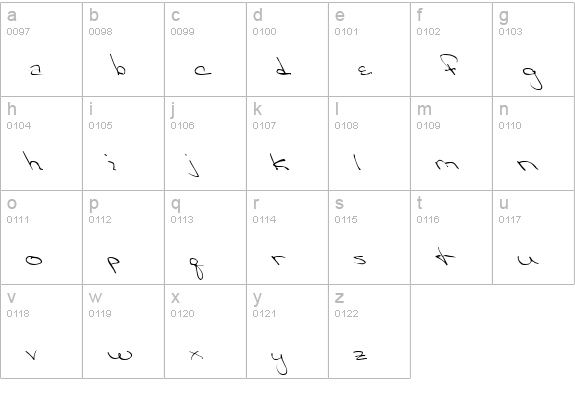 QTHandwriting Regular lowercase a-z preview