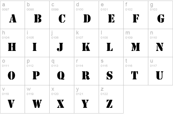 QTMilitary Regular lowercase a-z preview