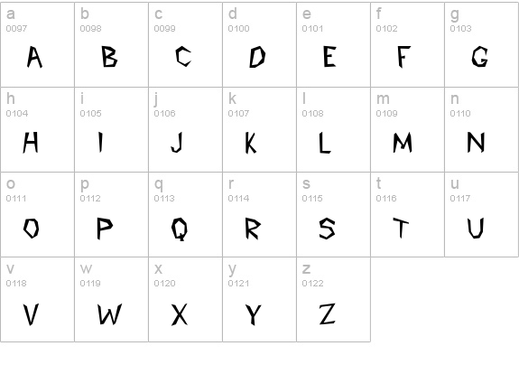 QTPiltdown Regular lowercase a-z preview