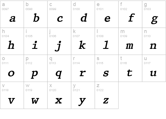 QTPristine Bold Italic lowercase a-z preview