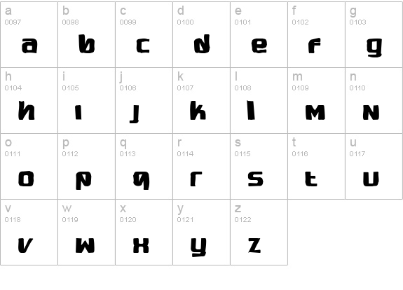 Quadaptor Ink lowercase a-z preview