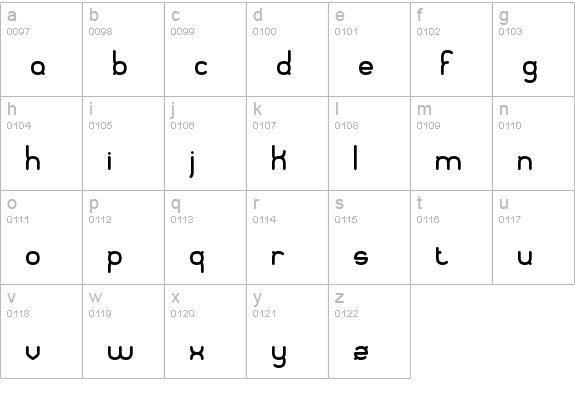 Quadratic BRK lowercase a-z preview