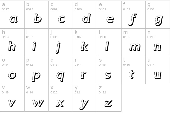 QuadratShadow-Italic lowercase a-z preview