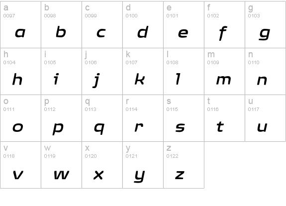 Quagmire-MediumExtendedItalic lowercase a-z preview