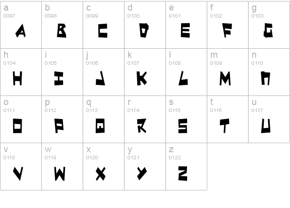 Quake & Shake Condensed lowercase a-z preview