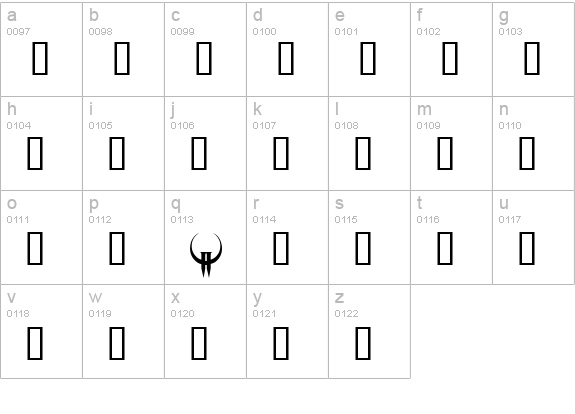QUAKE2 lowercase a-z preview