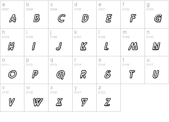 QuarkNeon Italic lowercase a-z preview