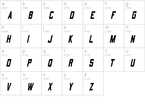 QuarterbackCondensed Oblique lowercase a-z preview