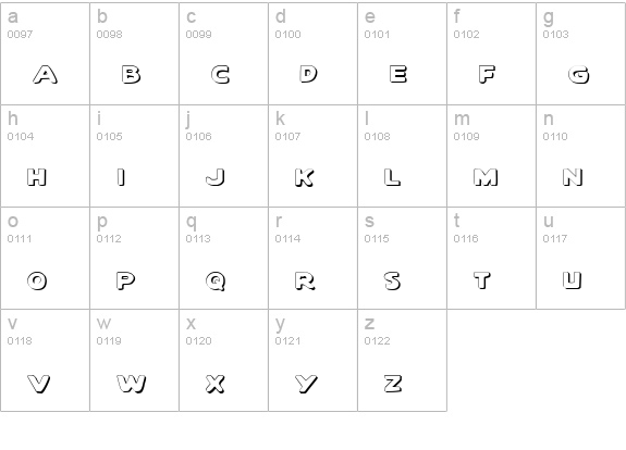 Quartermain Outline lowercase a-z preview