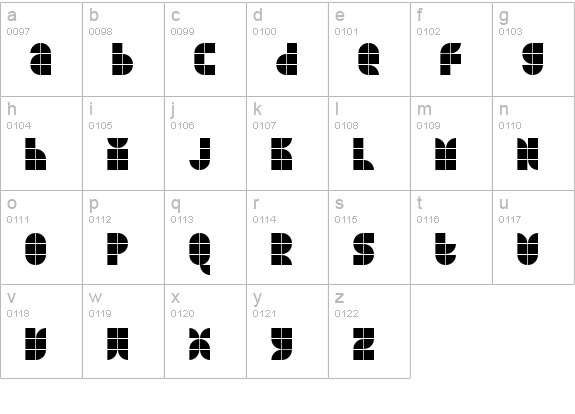 Quarterround Tile lowercase a-z preview