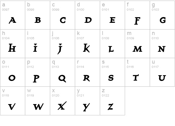 QuartetFractionsBold lowercase a-z preview