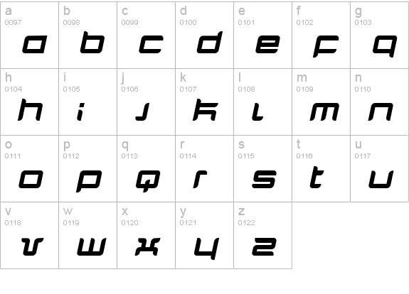Quarx Italic lowercase a-z preview