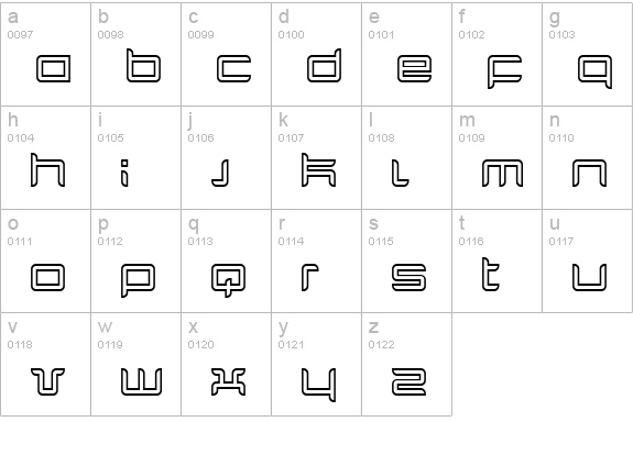 Quarx Outline lowercase a-z preview