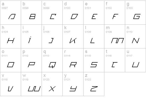 Quasitron Italic lowercase a-z preview
