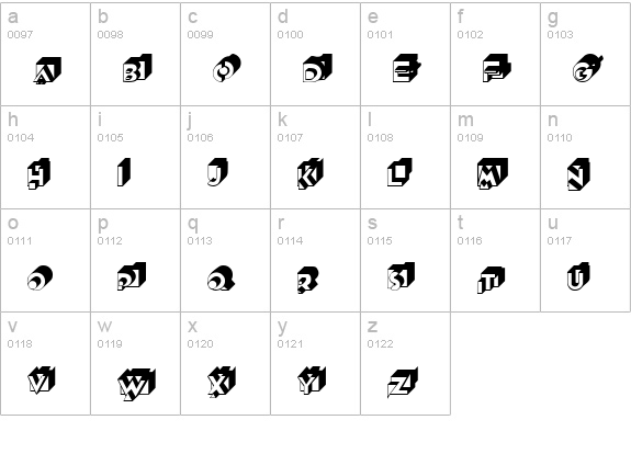 Qubist lowercase a-z preview