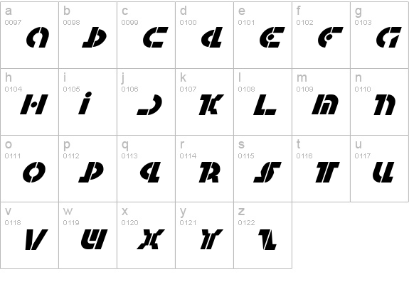 Questlok Italic lowercase a-z preview