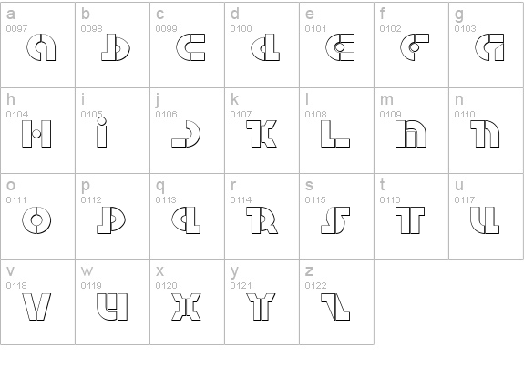 Questlok Shadow lowercase a-z preview