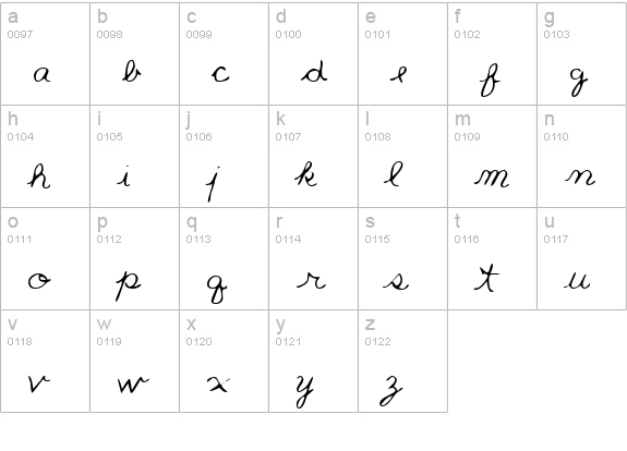 QuestsHand Regular lowercase a-z preview