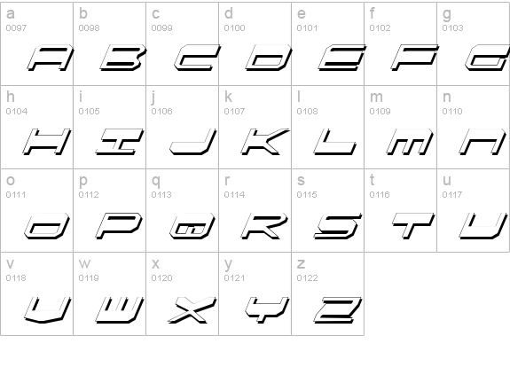QuickGear Shadow Italic lowercase a-z preview