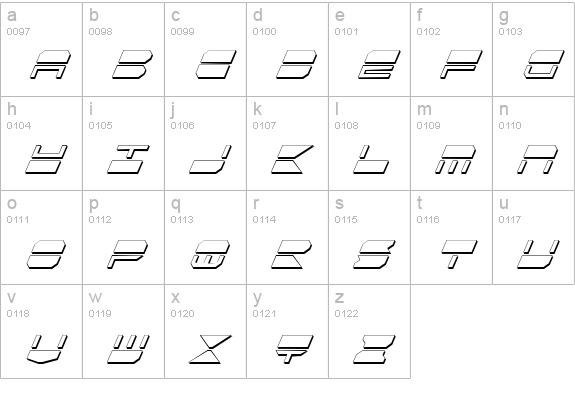 Quickmark Cond Shadow Ital lowercase a-z preview
