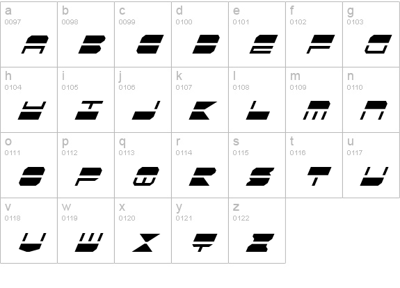 Quickmark Condensed Italic lowercase a-z preview